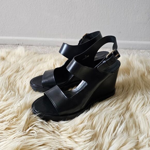 Tamara Mellon Black Leather Slingback Sandal Heels Size 40 - Picture 1 of 10